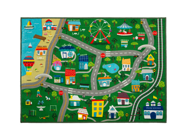 Extra Large Road Map Activity Rug for Girls and Boys - 78-inch L x 54-inch W