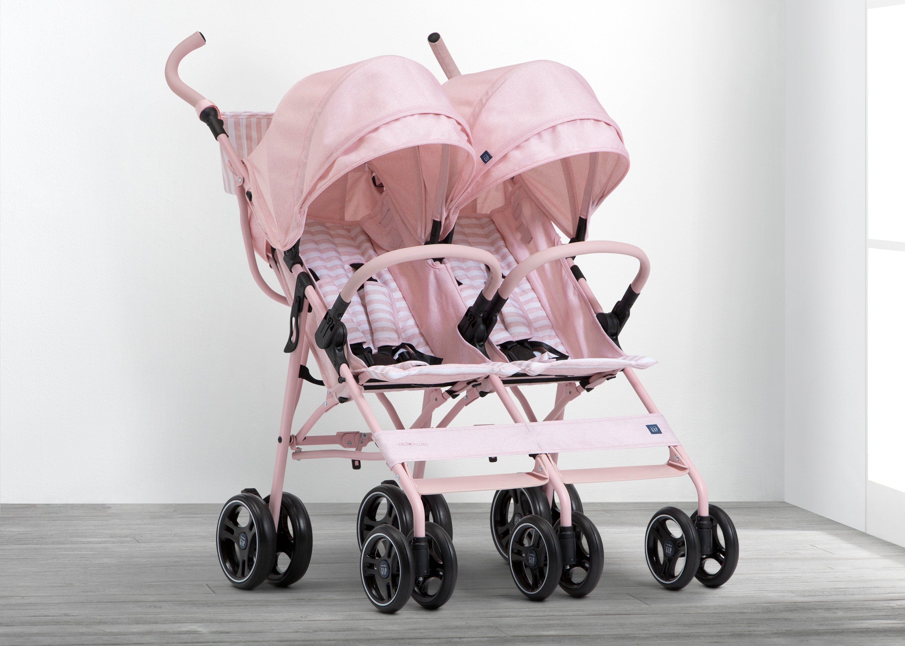 Pink double pram hotsell