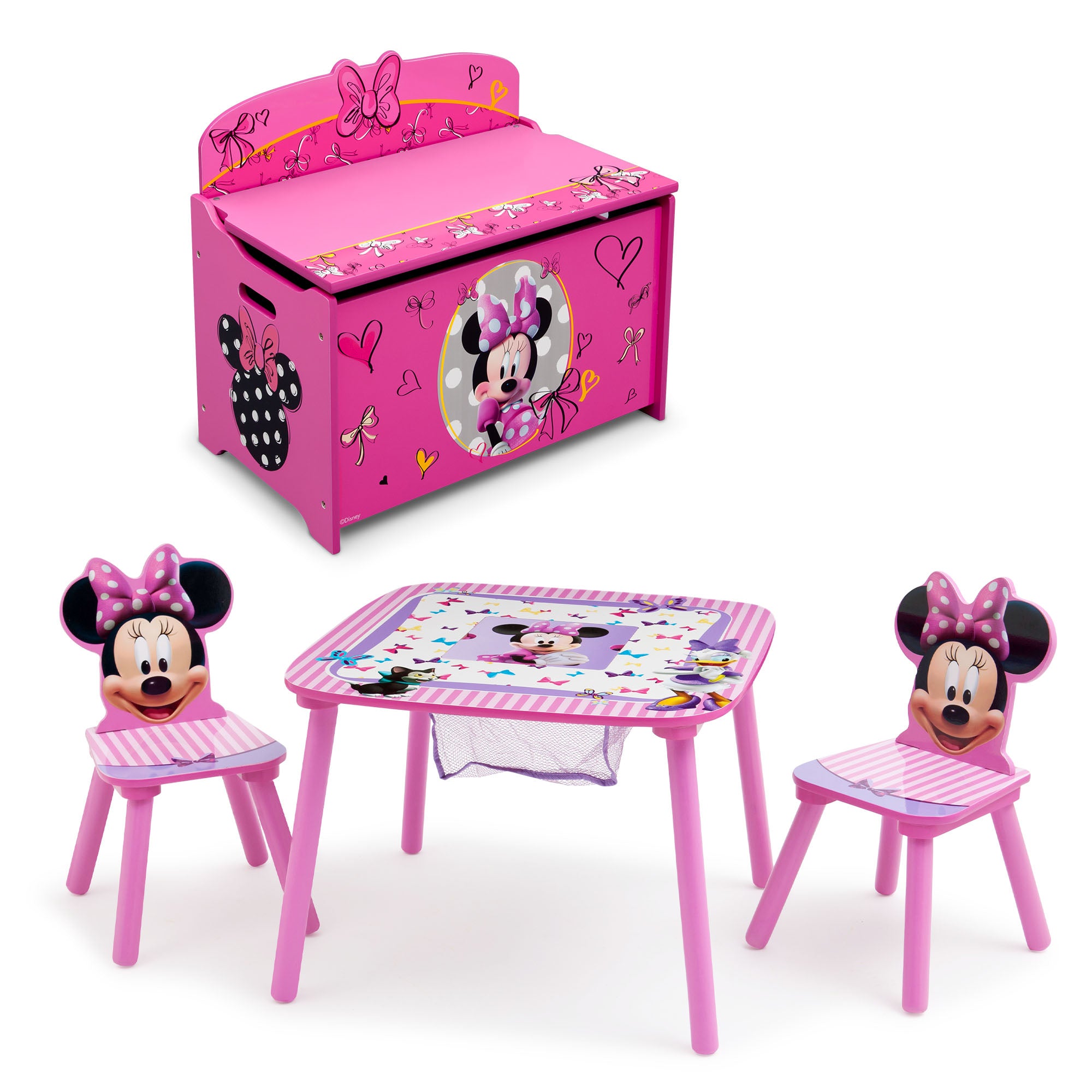 Disney minnie mouse storage table and chairs discount set