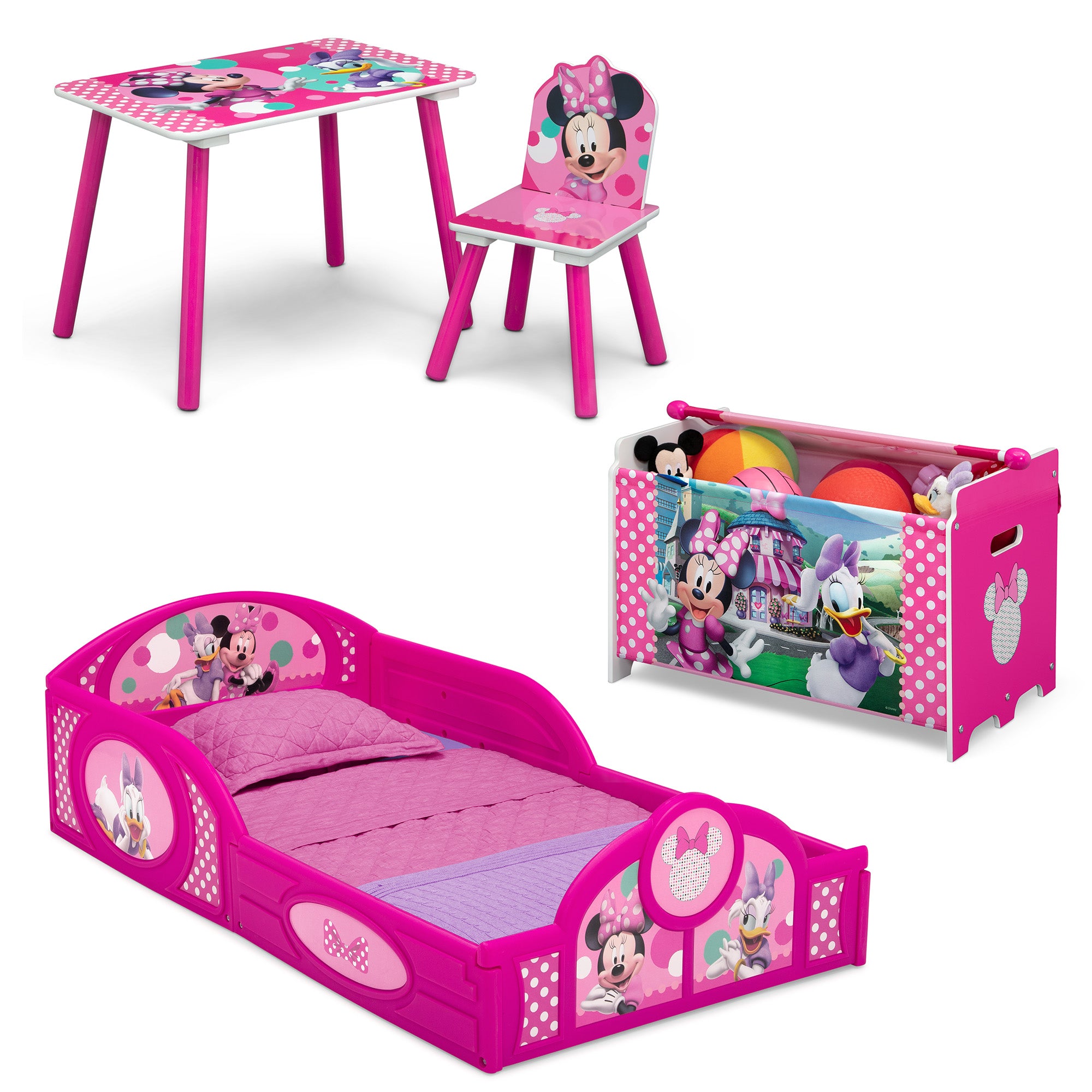 Minnie Mouse 4 Piece Toddler Room in a Box Set Includes Sleep and Pl Delta Children