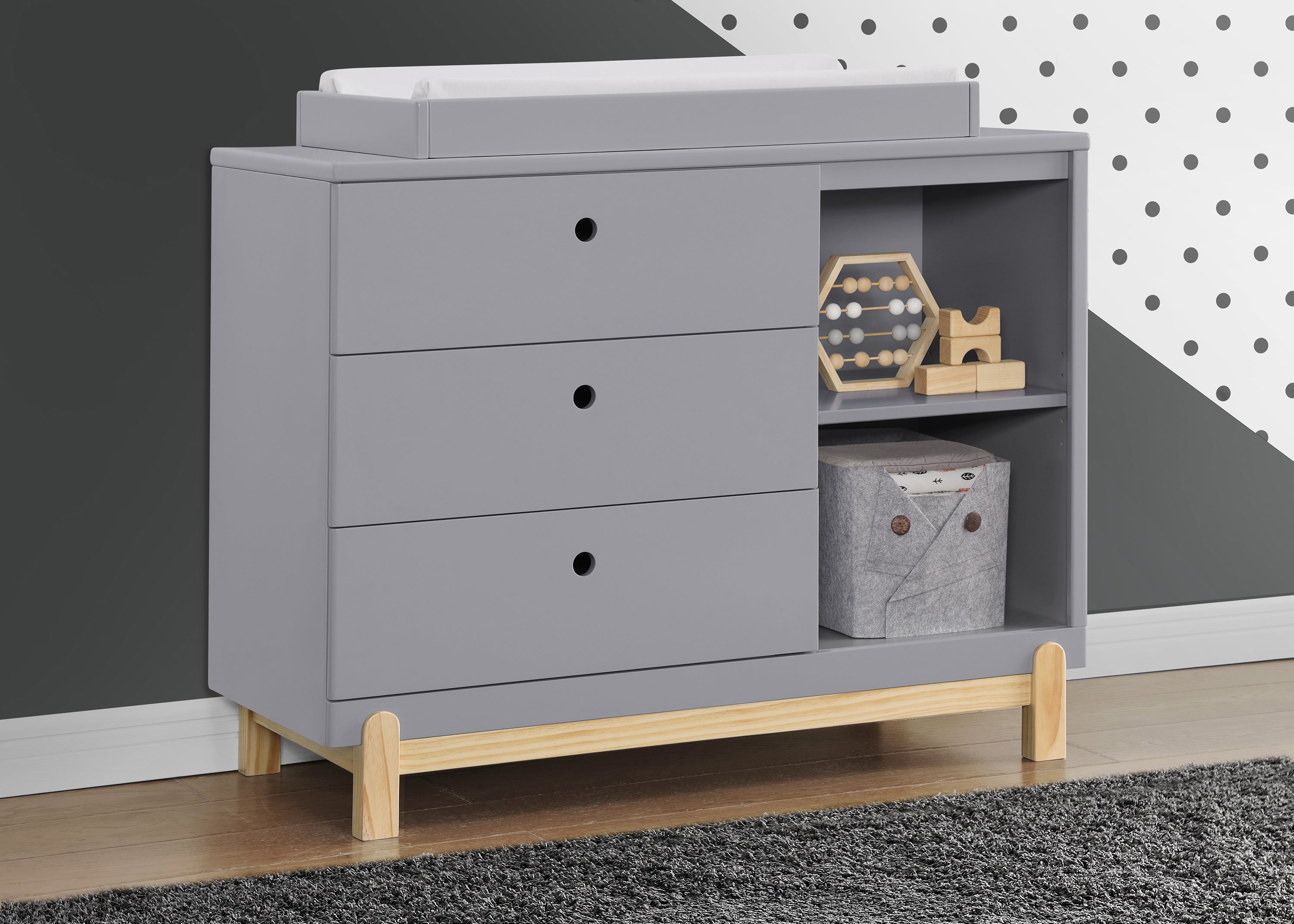 Poppy 3 Drawer Dresser with Cubbies Delta Children