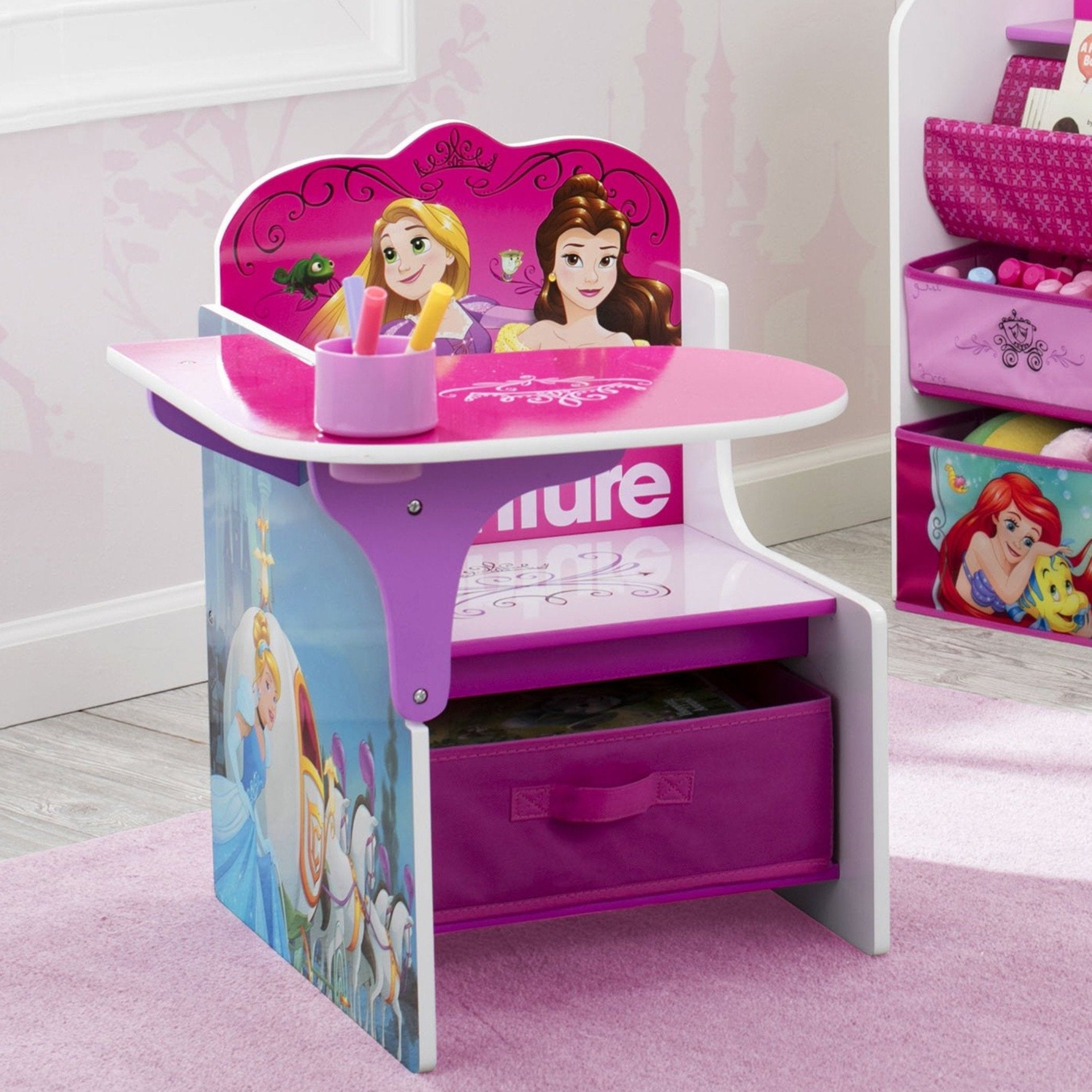 Delta Children Chair Desk top with Storage Bin, Disney Princess