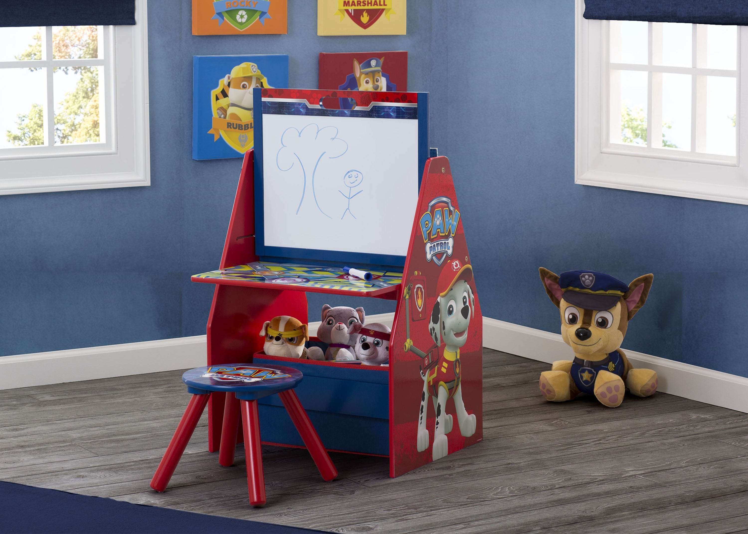 2-in-1 Kids Art Table and Art Easel Set with Chairs for Playroom, Toddler