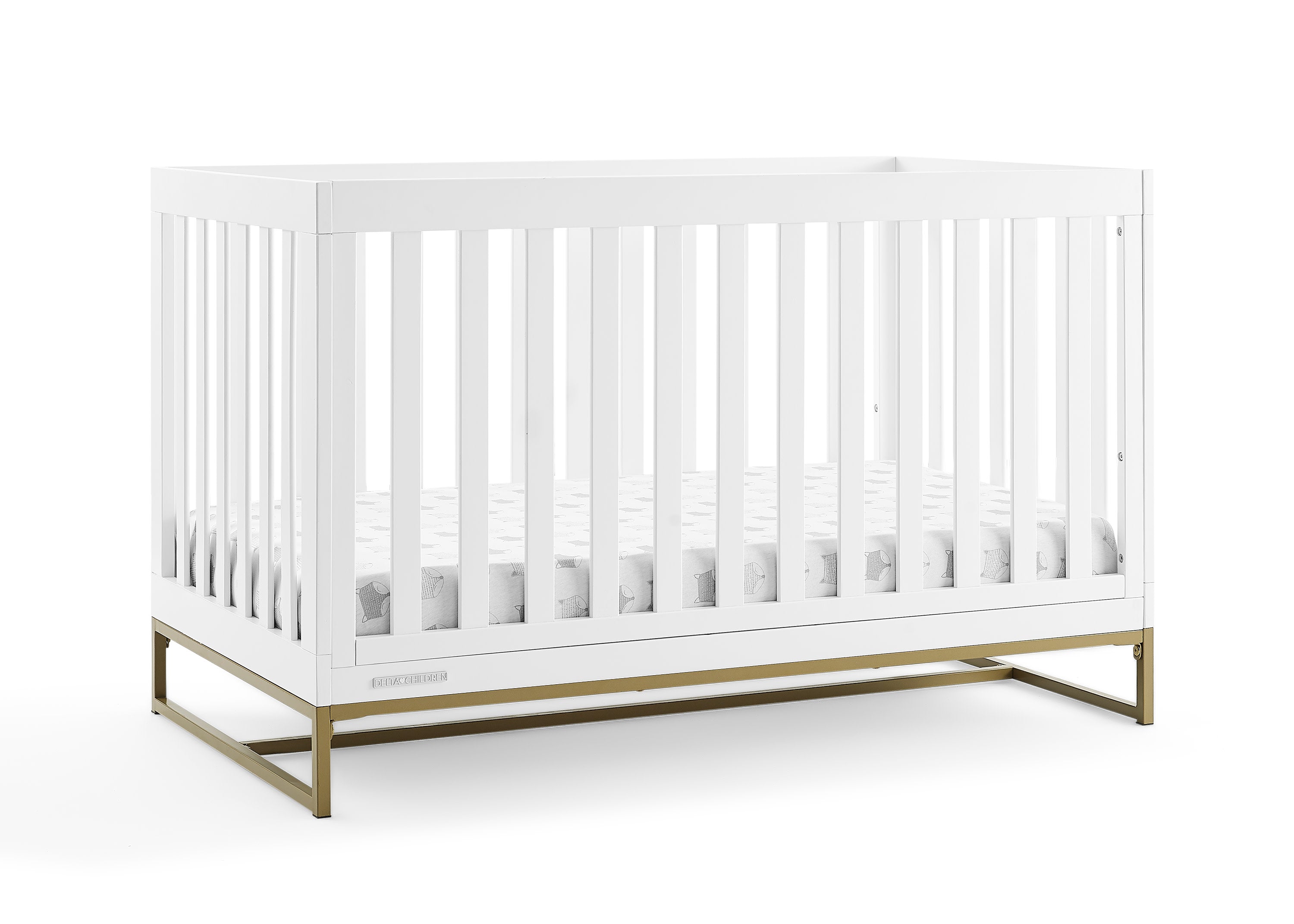 White crib clearance with gold accents