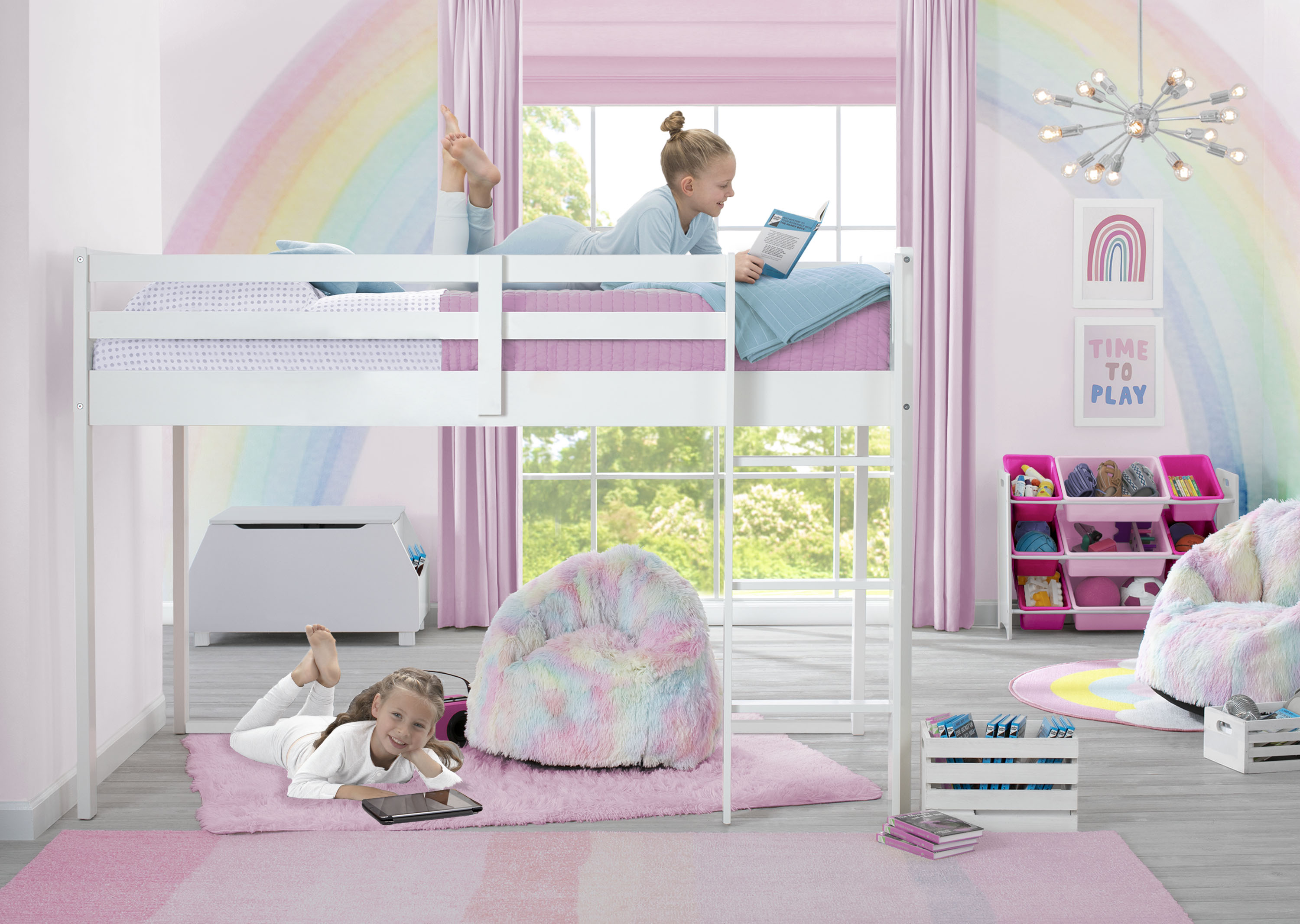 Twin Loft Bed with Guardrail and Ladder - Delta Children