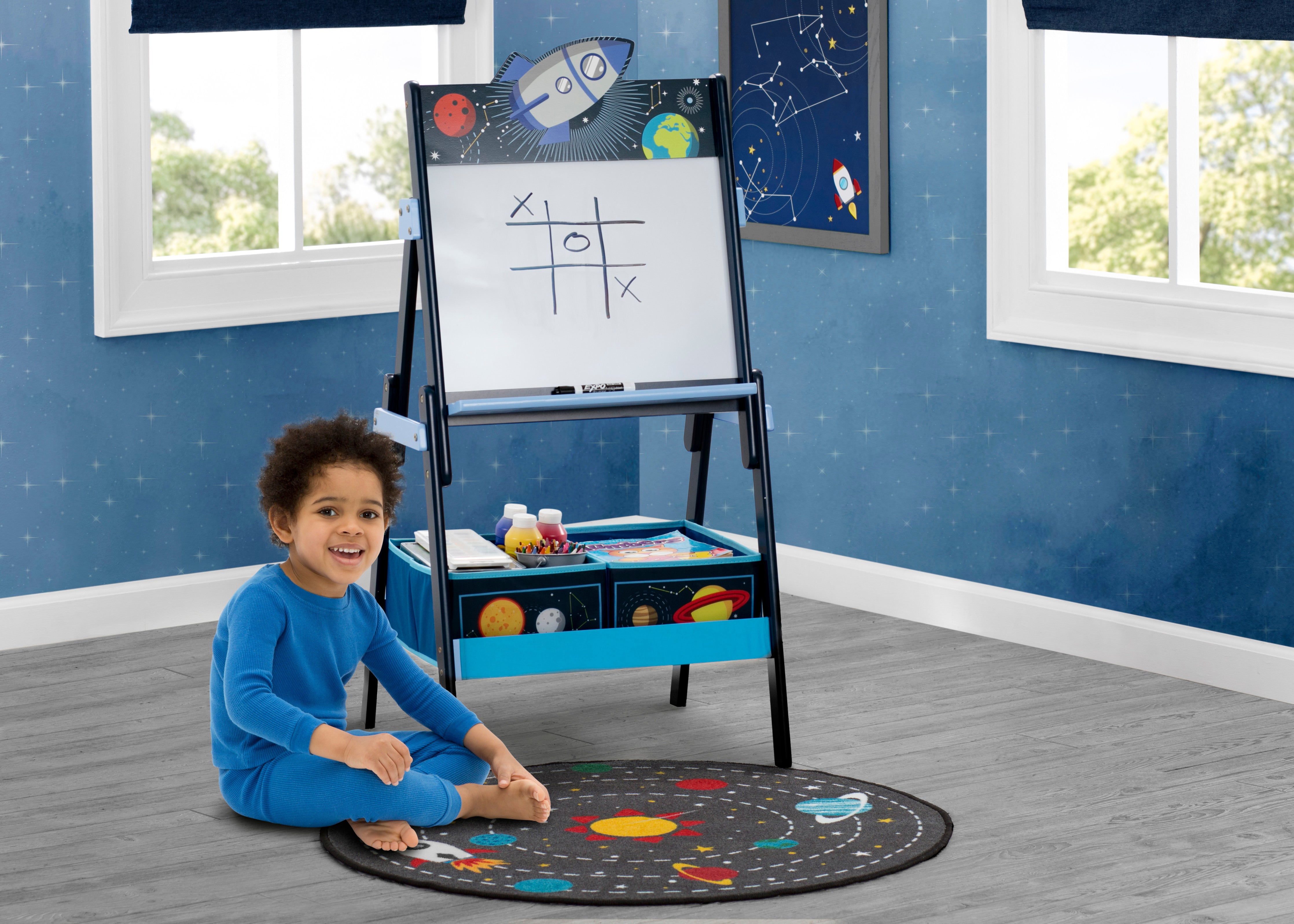 Outer Space Round Area Rug for Kids, 39-Inch Delta Children