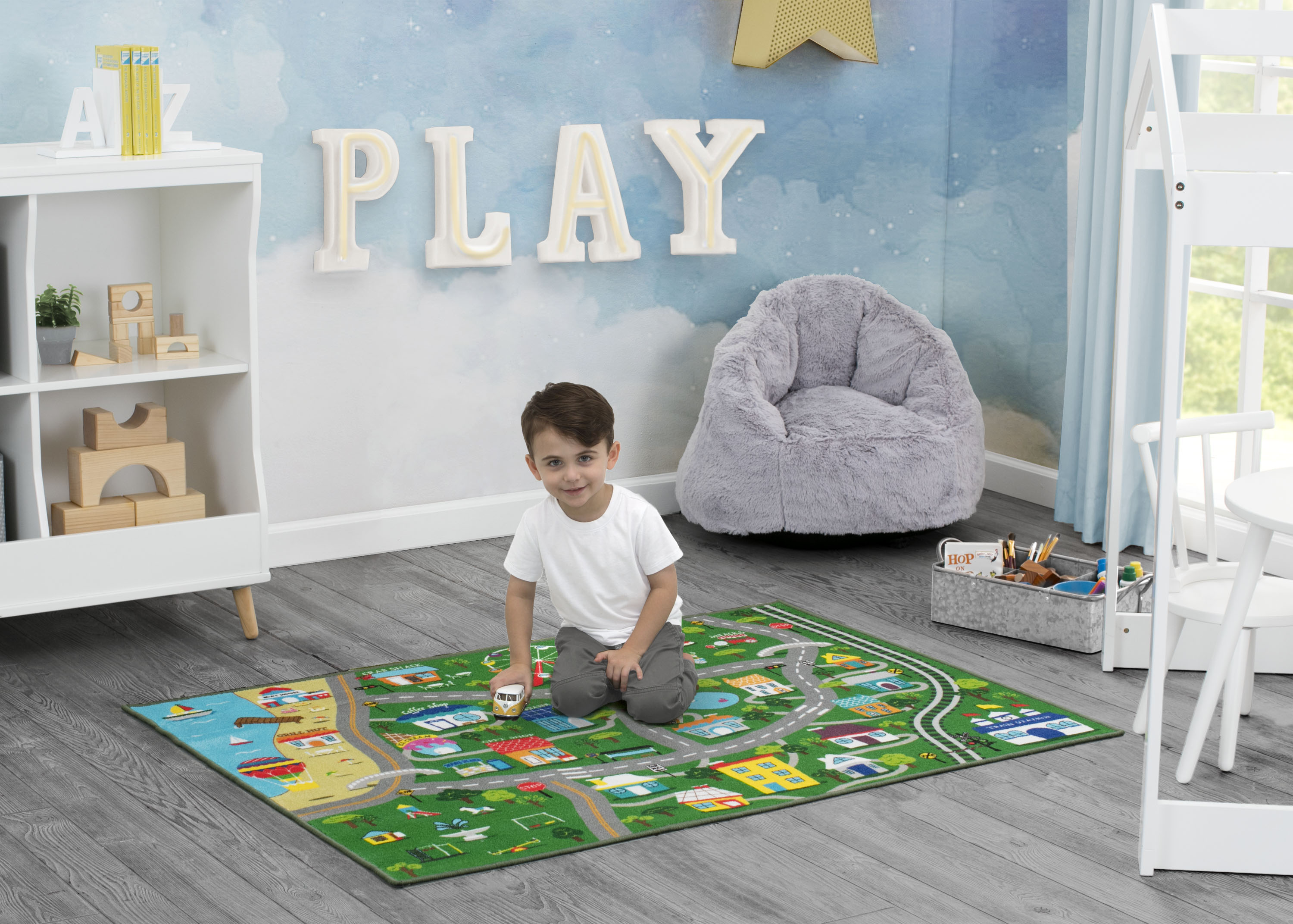 Large Road Map Activity Rug for Girls and Boys 54-inch Delta Children