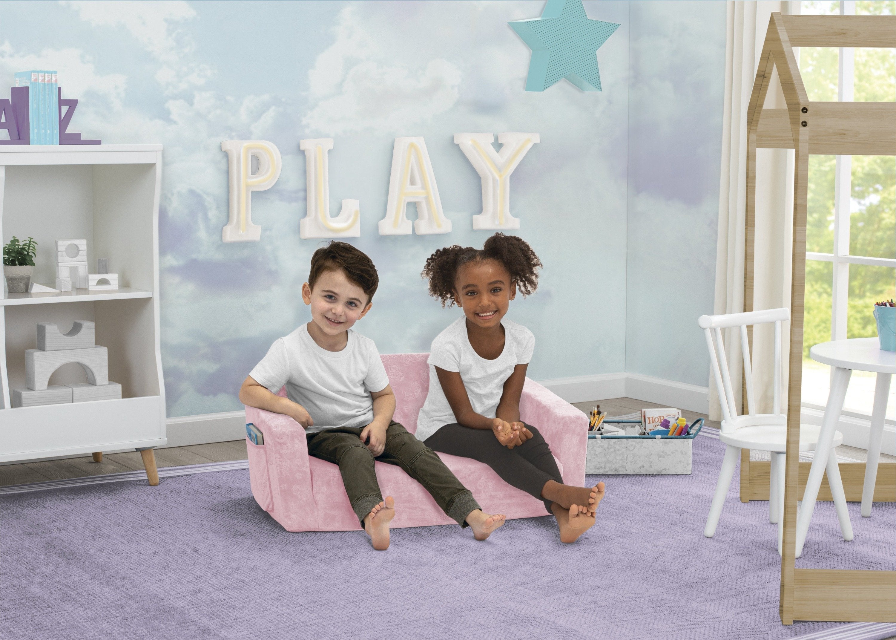 Serta Perfect Sleeper Convertible Sofa and Play Set in Pink