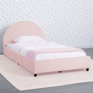 Upholstered Twin Bed with Round Headboard 0