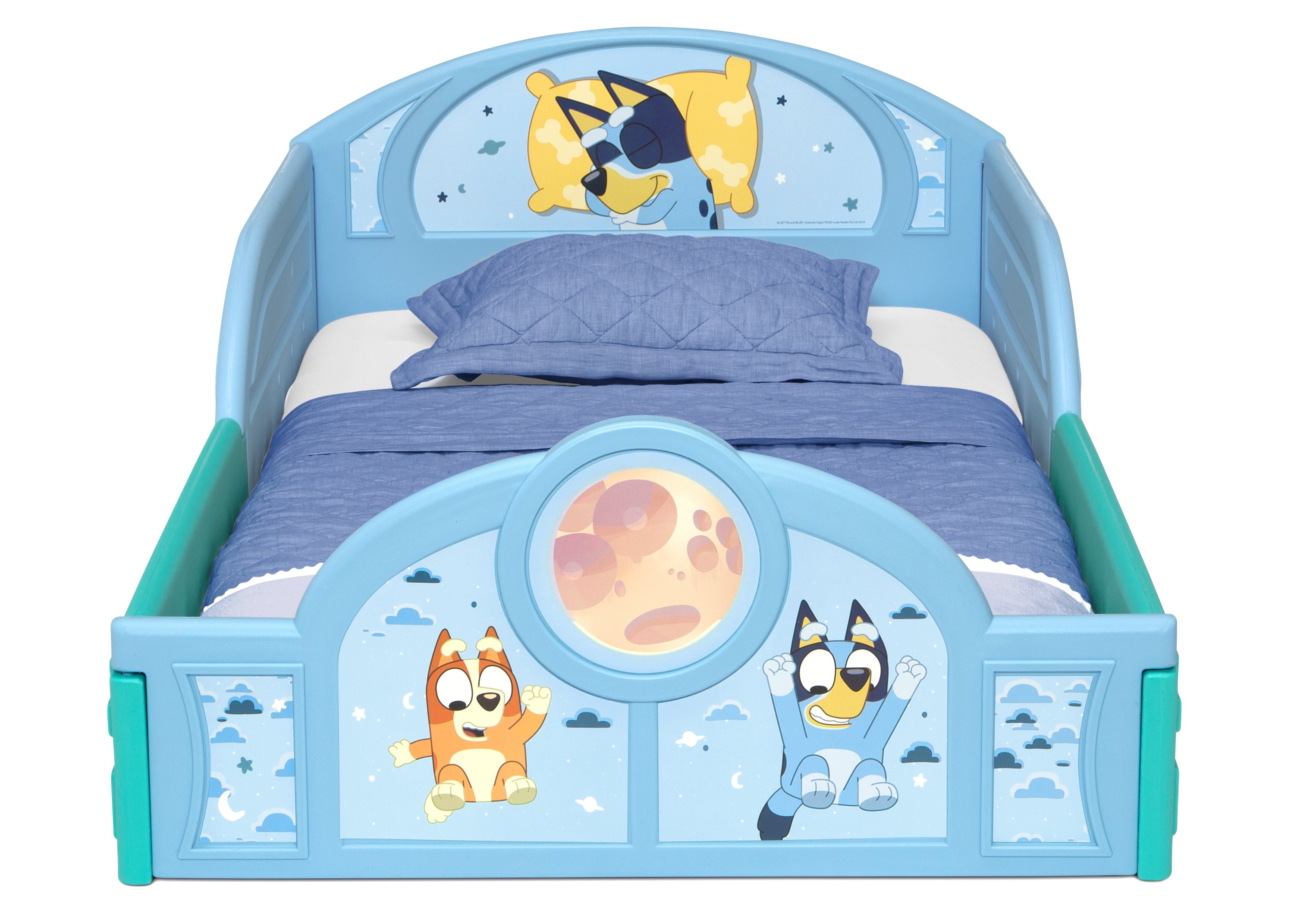 Bluey Sleep and Play Toddler Bed with Built-In Guardrails | Delta Children