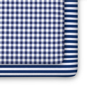 Blue Gingham Fitted Crib Sheets - 2 Pack 12