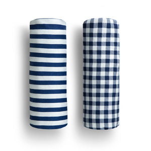 Blue Gingham Fitted Crib Sheets - 2 Pack 14