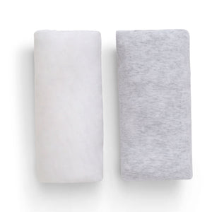 Fitted Crib Sheets - 2 Pack, White & Heather Grey 2