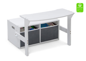 Delta Children Bianca White (130) MySize Activity Bench, Right Desk Silo View 4