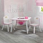 Princess Crown Kids Chair Set and Table, White/Pink