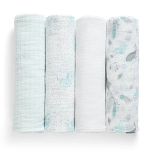 100% Cotton Muslin Baby Receiving Blankets - 4 Pack 4