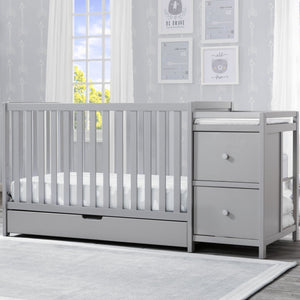 Luna Convertible Crib N Changer with Under Drawer Grey 026 18