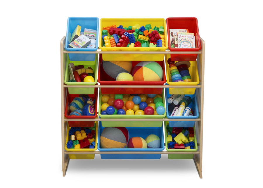 Natural/Primary Colors 12-Bin Kids Toy Storage Organizer