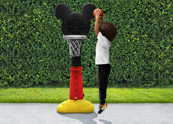 Disney Mickey Mouse Plastic Basketball Set by Delta Children – Includes  Basketball Hoop, 1 Basketball, Ring Toss Game with 3 Rings, Growth Cart and  Ball Pump 
